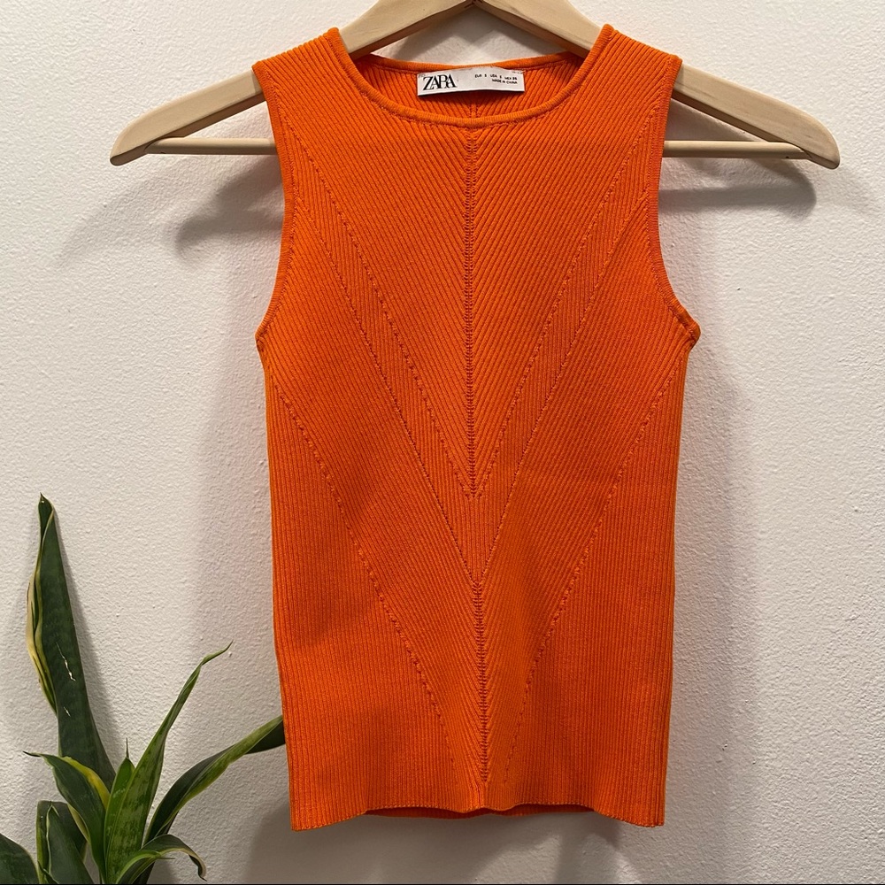 Bright Orange Sleeveless Top